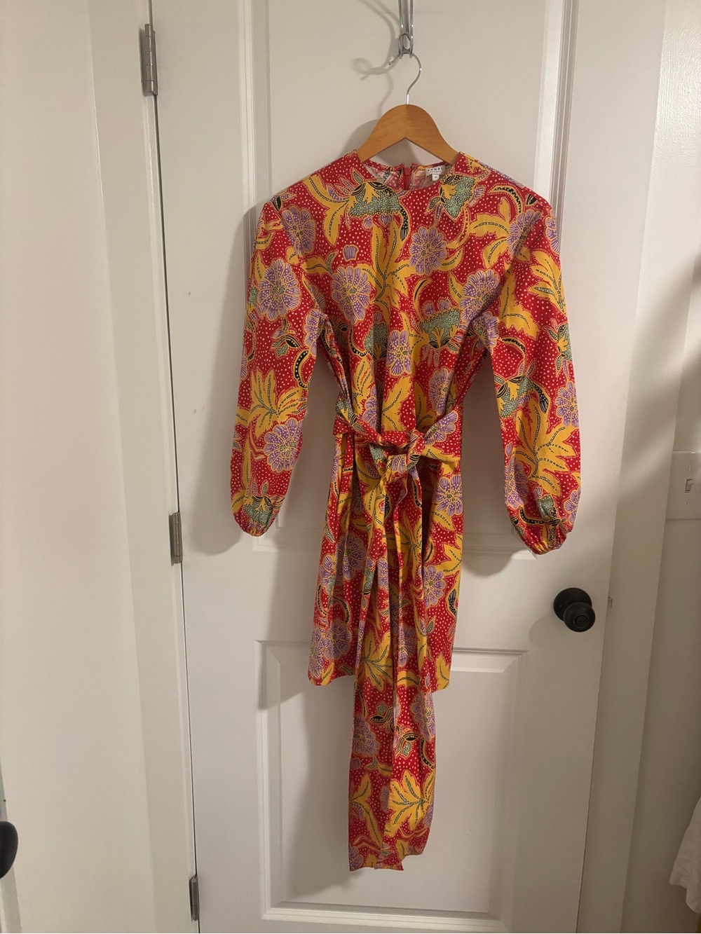 RHODE Resort Cotton Poplin Athena Midi Dress Red Floral Size XS - Picture 6 of 12
